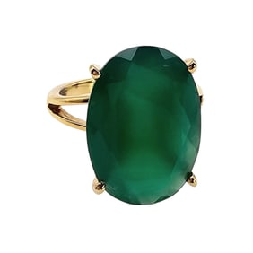 D’Joy Natural Stone Gold Over Silver Ring, Green, Size 6.5