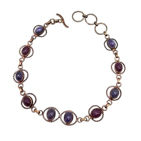 Ruby Quartz Toggle Bracelet with Gold Over Sterling Silver