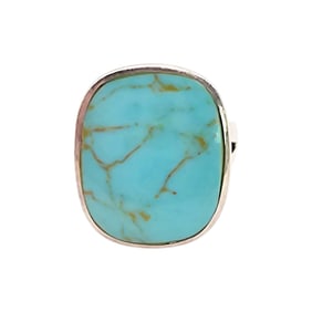 CFS Sterling Silver Turquoise Ring, Size 6.25