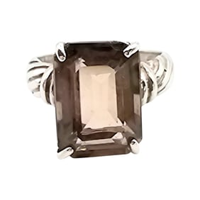 Smoky Quartz Sterling Silver Ring, Size 7.25, 4.5 G
