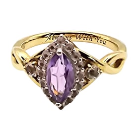 Gold Over Sterling Silver Amethyst Ring, Size 8, 3.9 G