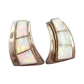 Opal and Sterling Silver Earrings, 3.4 G