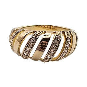 S Gold Over Sterling Silver Rhinestone Ring, Size 10, 4.8 G