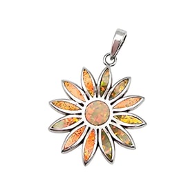 Opal Flower Pendant in Sterling Silver, 5.1  G