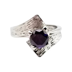 Sterling Silver Cubic Zirconia Ring, Size 6.5