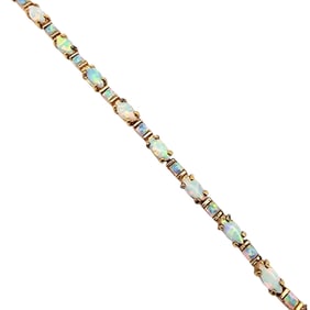 Gold Over Sterling Silver Opal Tennis Bracelet, 9.7 G