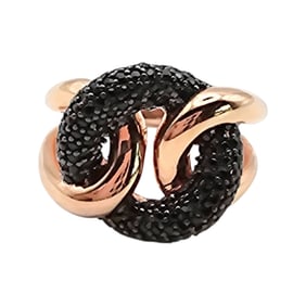 Rose Gold Over Sterling Silver Rhinestone Ring, Size 6.75, 5.4 G