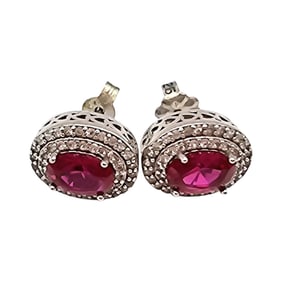 SUN Ruby White Topaz Sterling Silver Earrings 2.9 G