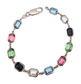 Crystal Sterling Silver Bracelet 8.7 G