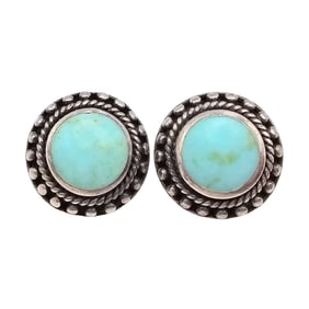L Sterling Silver Turquoise Earrings Weighing 10.7 G