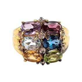 Gold Over Sterling Silver Multi-Gemstone Ring, Size 5.75