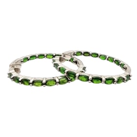 Sterling Silver Hoop Earrings With Chrome Tourmaline, 12.5 G