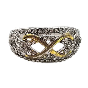 S Gold Over Sterling Silver Infinity Ring with Rhinestones, Size 9.25