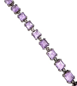 RJP Amethyst Sterling Silver Tennis Bracelet, 15.1 G
