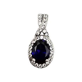 Sterling Silver Pendant with Sapphire and White Topaz Accents