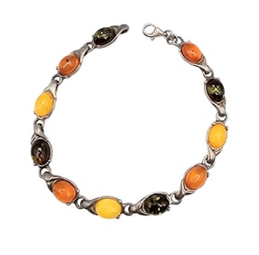 Amber and Sterling Silver   Bracelet, 9.2 G