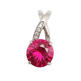 Sterling Silver Pendant with Ruby and White Topaz Accent