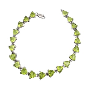 Peridot Sterling Silver Tennis Bracelet, 12.1 G