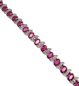 Ruby and Sterling Silver Tennis Bracelet, 13.2 G