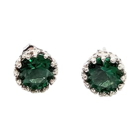 Rhinestone Sterling Silver Earrings, 1.4 G