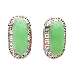 Sterling Silver  Jade Earrings, 5 G