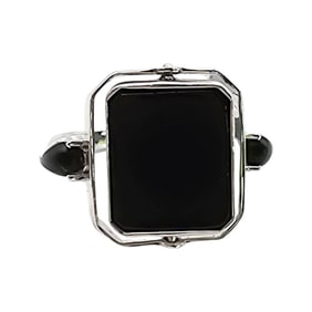 Reversible Sterling Silver Ring with Onyx and Turquoise, Size 6
