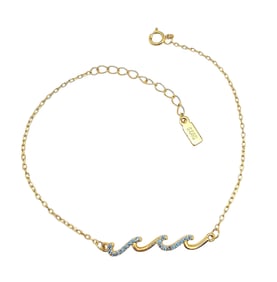 Gold Over Sterling Silver Rhinestone Wave Bracelet, 1.3 G
