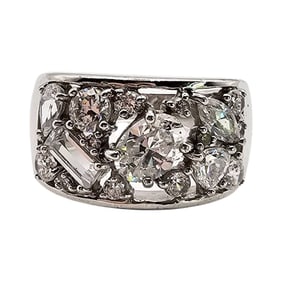 Signed Sterling Silver Ring with Cubic Zirconia, Size 7.5, 6.6 G