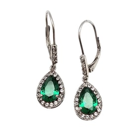 FAS Sterling Silver Rhinestone Drop Earrings, 3.5 G
