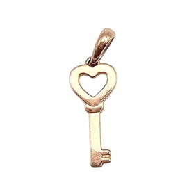 Rose Gold Over Sterling Silver Heart Key Pendant