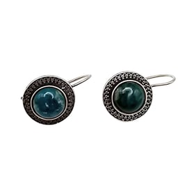 Sterling Silver Natural Stone Earrings, 6.9 G