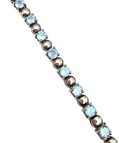 Sterling Silver Tennis Bracelet with Blue Topaz, 13.9 G