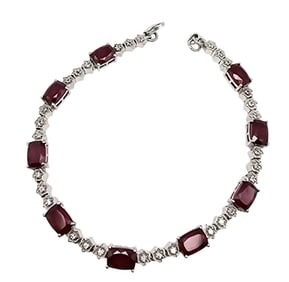 Sterling Silver Ruby Tennis Bracelet, 13.3 G