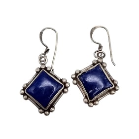 Lapis and Sterling Silver Drop Earrings, 6.2 G