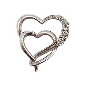 JJ Sterling Silver Diamond Heart Pendant, 1.4 G