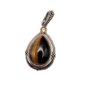Tiger’s Eye Sterling Silver  Pendant with Gemstone Accent
