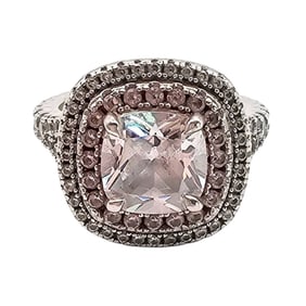 Rhinestone Sterling Silver  Ring, Size 5.25, 6.1 G