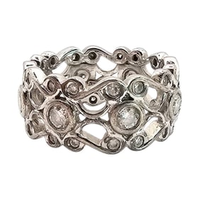 Signed Sterling Silver Diamond Ring, Size 7.25