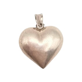 Sterling Silver Hollow-Form Heart Pendant, 4.8 G