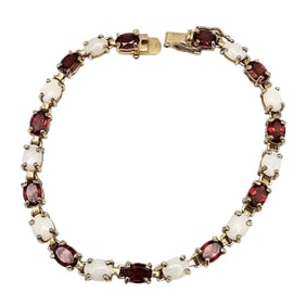 IBB Garnet and Opal Tennis Bracelet, 14.9 G