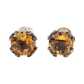 Heat-Treated Amethyst Sterling Silver Earrings, 1.9 G