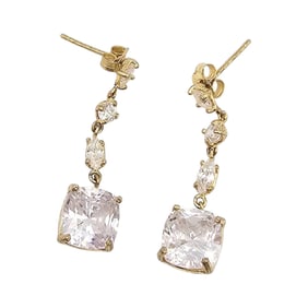 FAS Gold Over Sterling Silver Rhinestone Earrings, 3.4 G