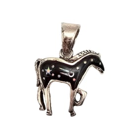 Sterling Silver Multi-Stone Inlay Horse Pendant, 2.2 G