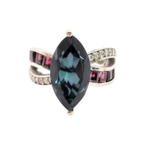 STS Sterling Silver Multi-Gemstone Ring, Size 7.5, 6.2 G