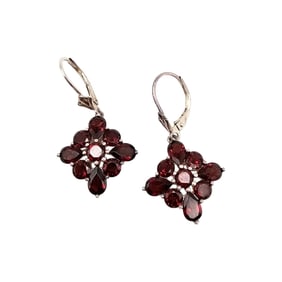 Garnet and Sterling Silver Drop Earrings, 5.2 G