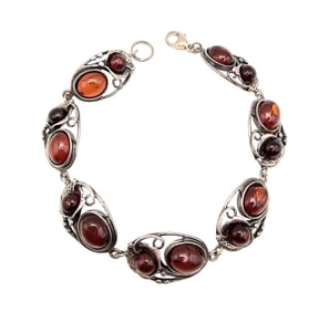 Amber and Sterling Silver Bracelet, 17.2 Grams