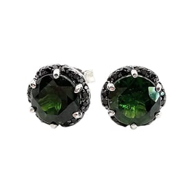 BBJ Sterling Silver Earrings with Emerald Stones, Weighing 3.1 Grams