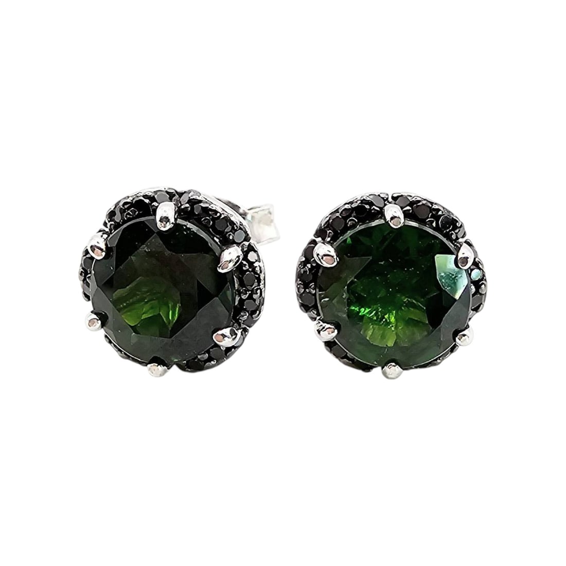 BBJ Sterling Silver Earrings with Emerald Stones, Weighing 3.1 Grams (1 of 4)