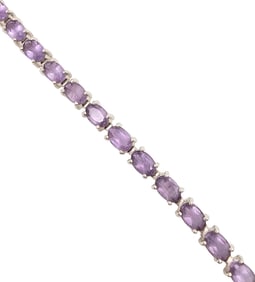 Amethyst Sterling Silver Tennis Bracelet, 13.8 G
