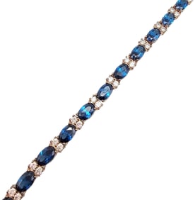 Rhinestone and Gold Over Sterling Silver Tennis Bracelet, 11.4 G